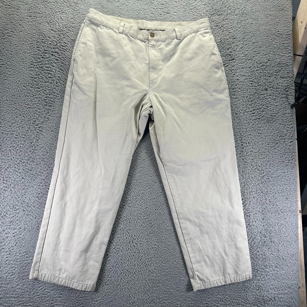 L.L.Bean Pant Men's 40x30 Beige Cotton Khakis Straight Flannel Lined Workwear
